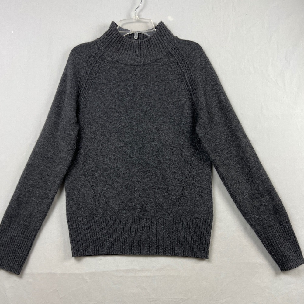 Maeve Cashmere Sweater Womens Medium Gray Mock Neck Raglan Long Sleeve Knit